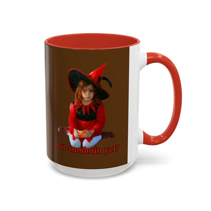 Is it Samhain yet? Brown Accent Mug by CreepyCrafts.boo