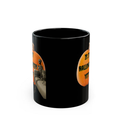 Is it Halloween yet? Skeleton's Giant Pumpkin Black Mug by CreepyCrafts.boo