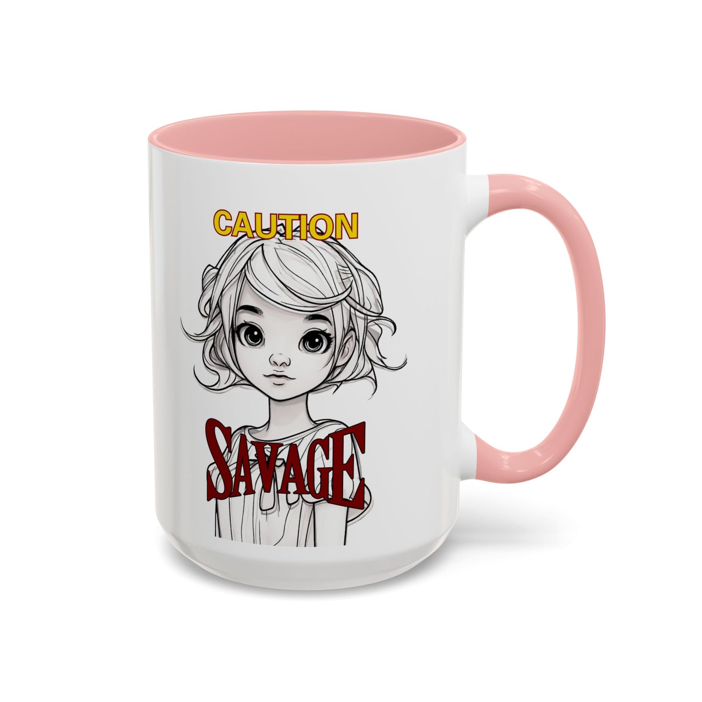 Caution, Savage White Accent Mug by cypherpunkgear.com
