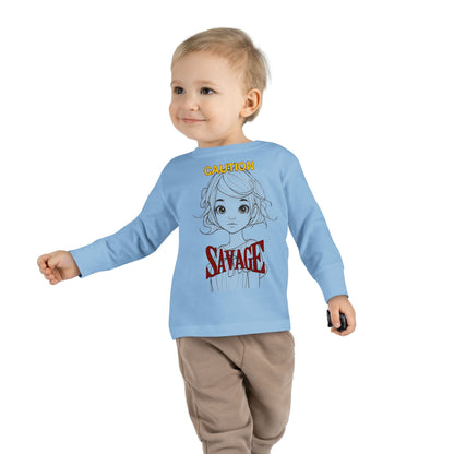 Caution: Tiny but Savage Toddler Long Sleeve Tee by cypherpunkgear.com