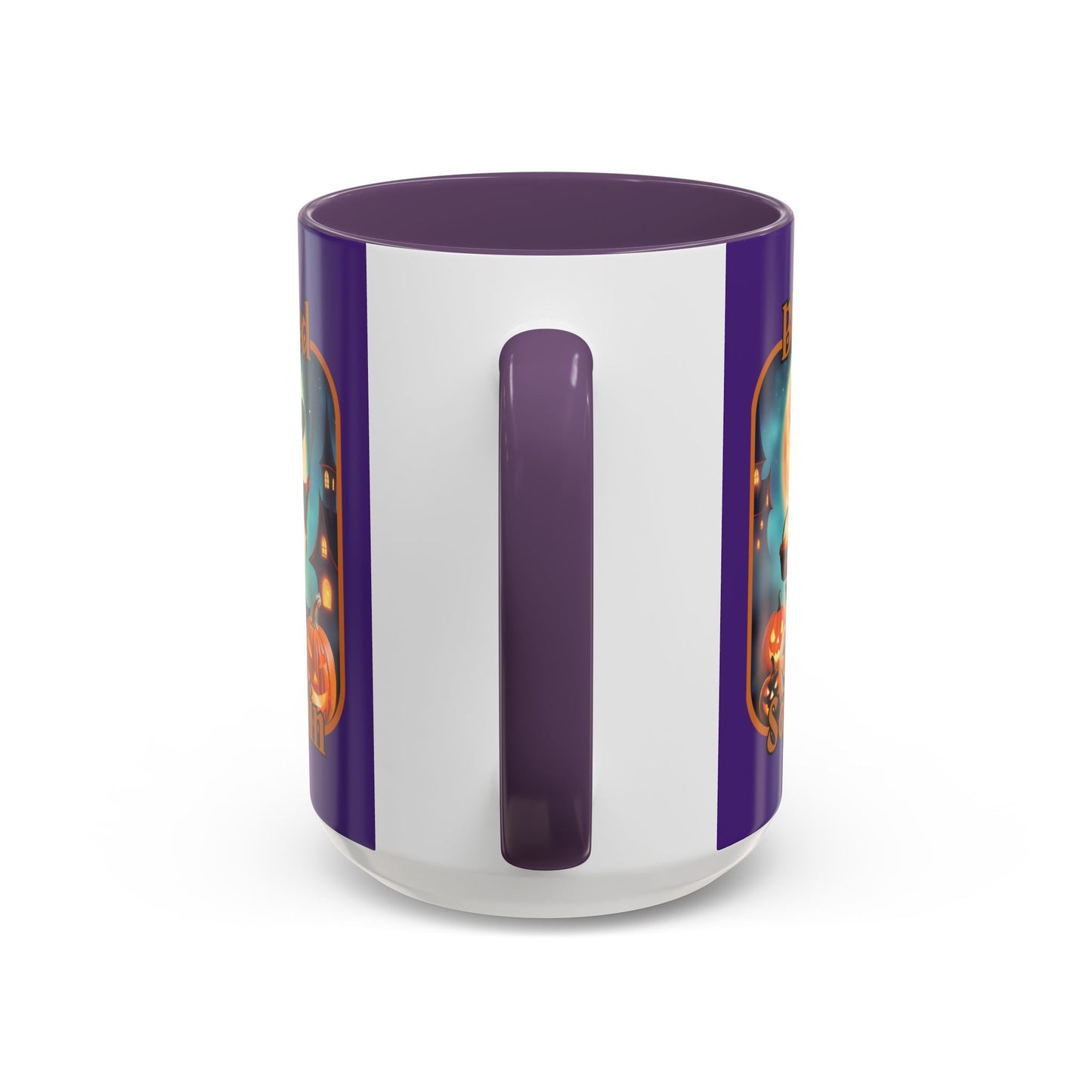 Blessed Samhain Little Witch Orange font Purple Accent Mug by CreepyCrafts.boo