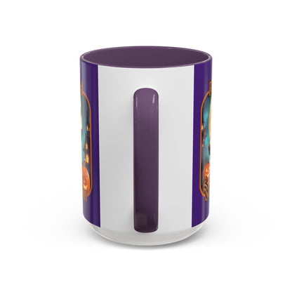 Blessed Samhain Little Witch Orange font Purple Accent Mug by CreepyCrafts.boo