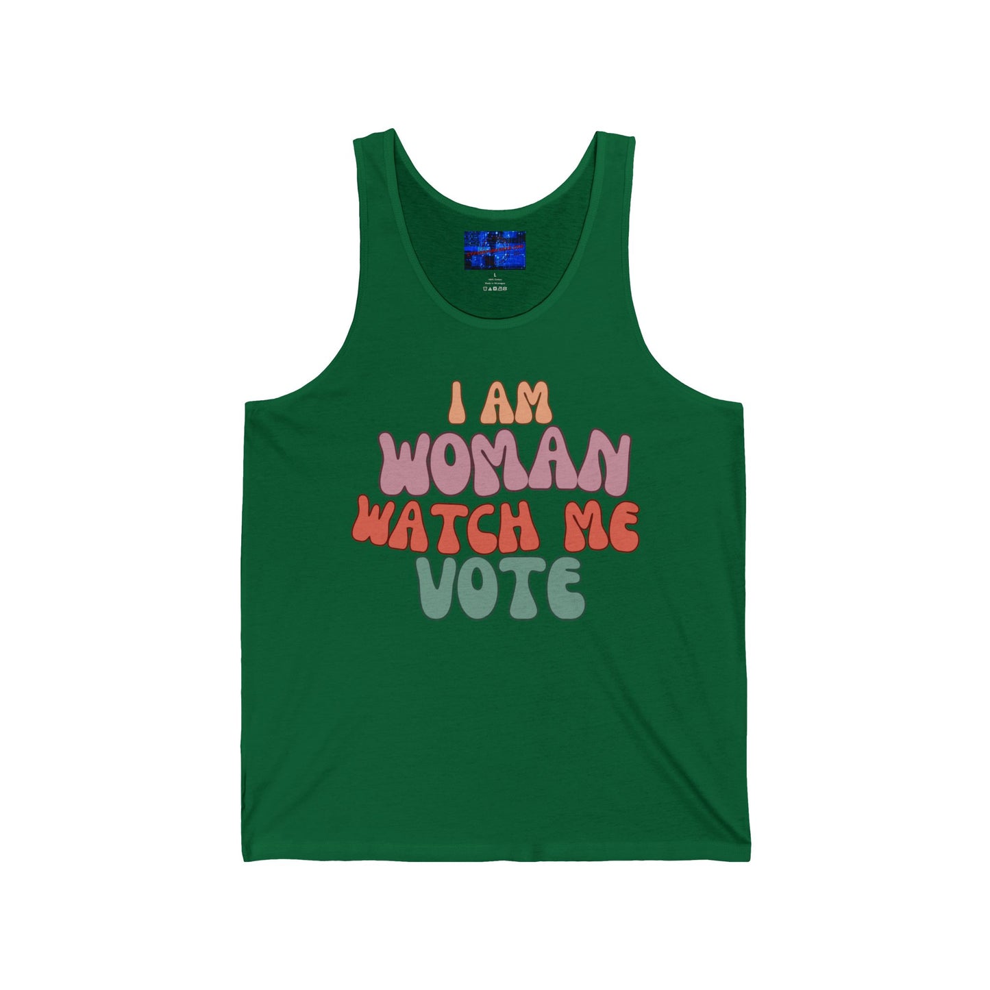 I Am Woman Watch Me Vote Unisex Jersey Tank Top by cypherpunkgear.com