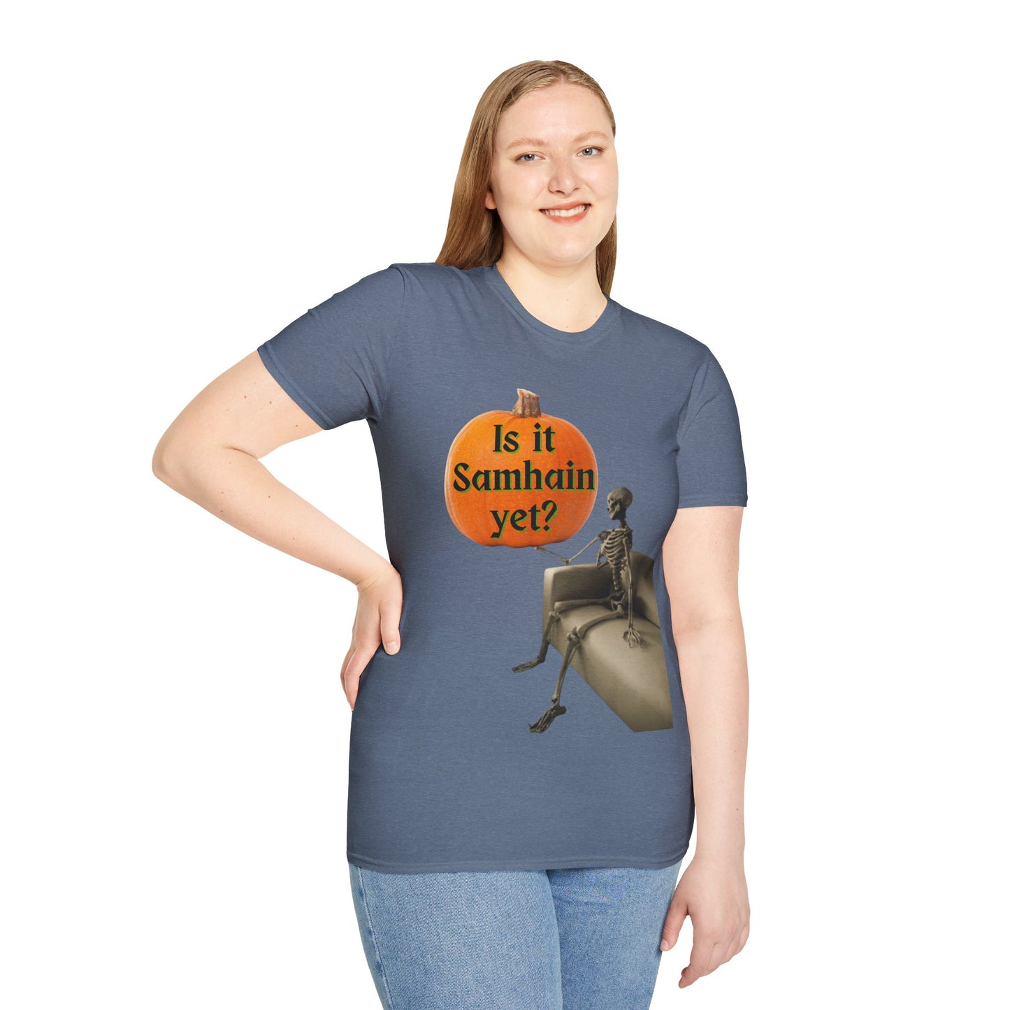 Is it Samhain yet? Skeleton's Pumpkin Dark colors Unisex T-Shirt by CreepyCrafts.boo