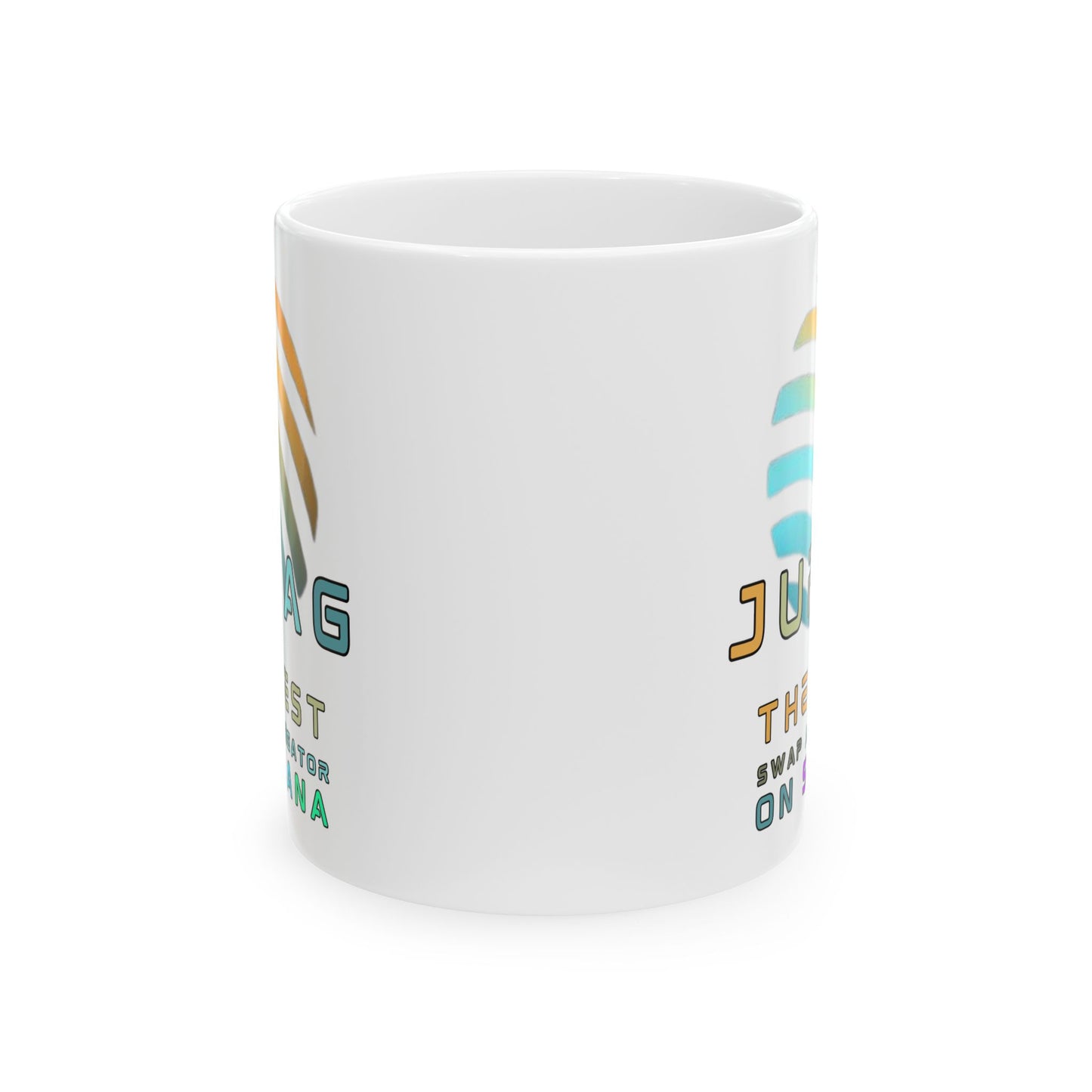 Jupiter (JUP) the best aggregator on Solana White Mug by cypherpunkgear.com