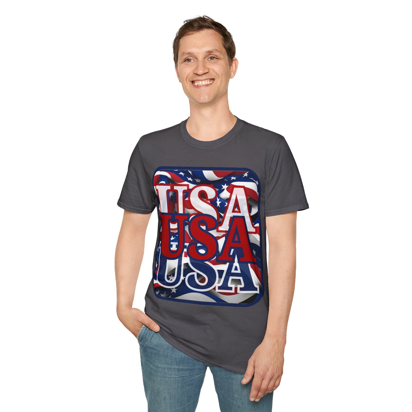 RED White and Blue USA Patriot DKcolors Unisex T-Shirt by cypherpunkgear