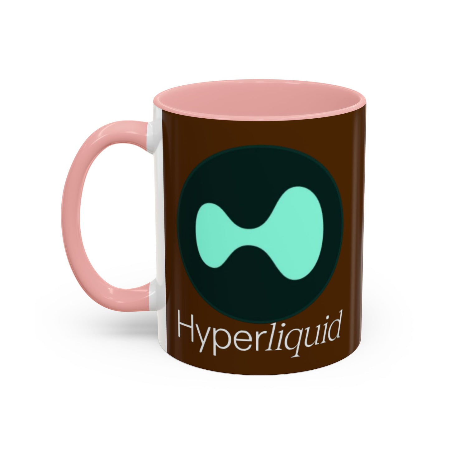 Hyperliquid White font Brown Accent Mug by cypherpunkgear.com