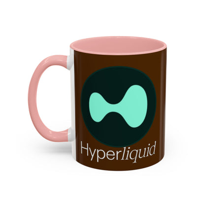 Hyperliquid White font Brown Accent Mug by cypherpunkgear.com