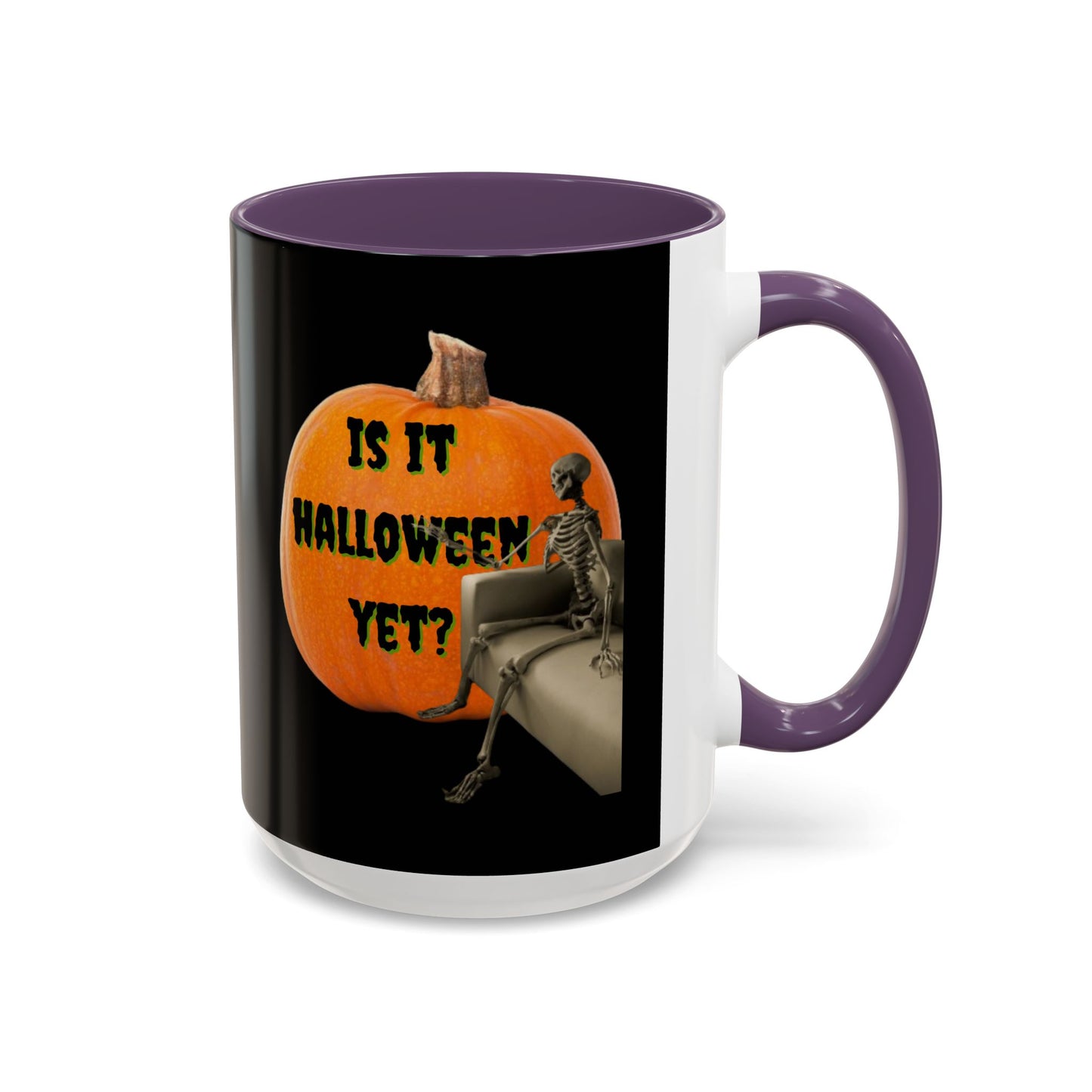 Is it Halloween yet? Skeleton's Giant Pumpkin Black Accent Mug by CreepyCrafts.boo