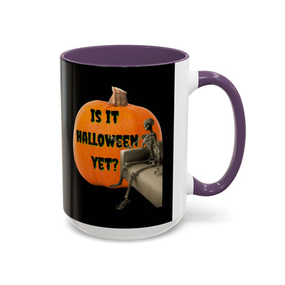 Is it Halloween yet? Skeleton's Giant Pumpkin Black Accent Mug by CreepyCrafts.boo