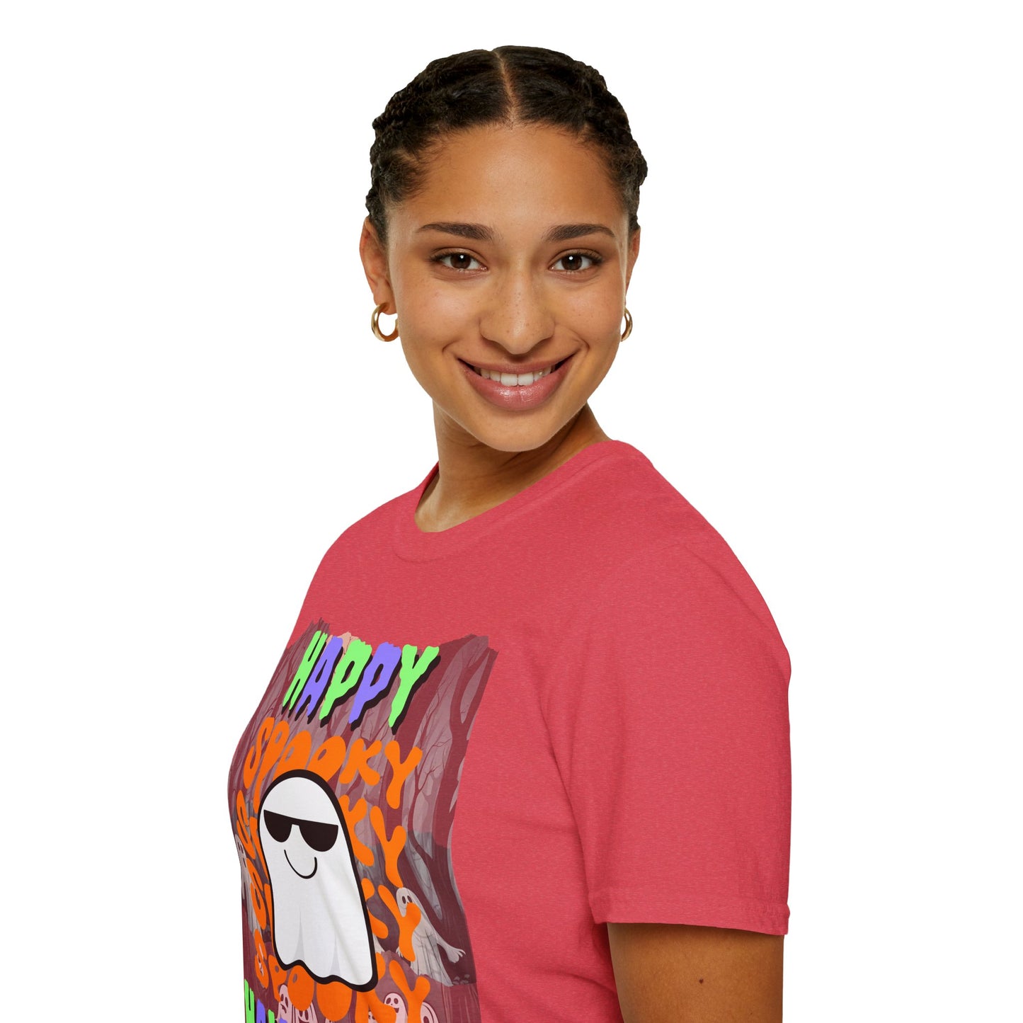 Spooky Happy Halloween Ghost Light colors Mixed font Unisex T-Shirt by CreepyCrafts.boo