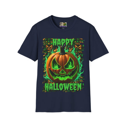Happy Halloween Green Jack Dark colors Unisex T-Shirt by CreepyCrafts.boo