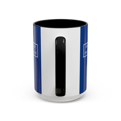 don't assume your freedoms are assured, White font, Dark Blue Accent Mug by cypherpunkgear.com