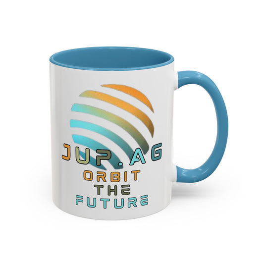 Jupiter (JUP) Orbit the Future White Accent Mug by cypherpunkgear.com