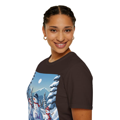 Snowman Family of 3 Dark colors Unisex T-Shirt by cypherpunkgear.com