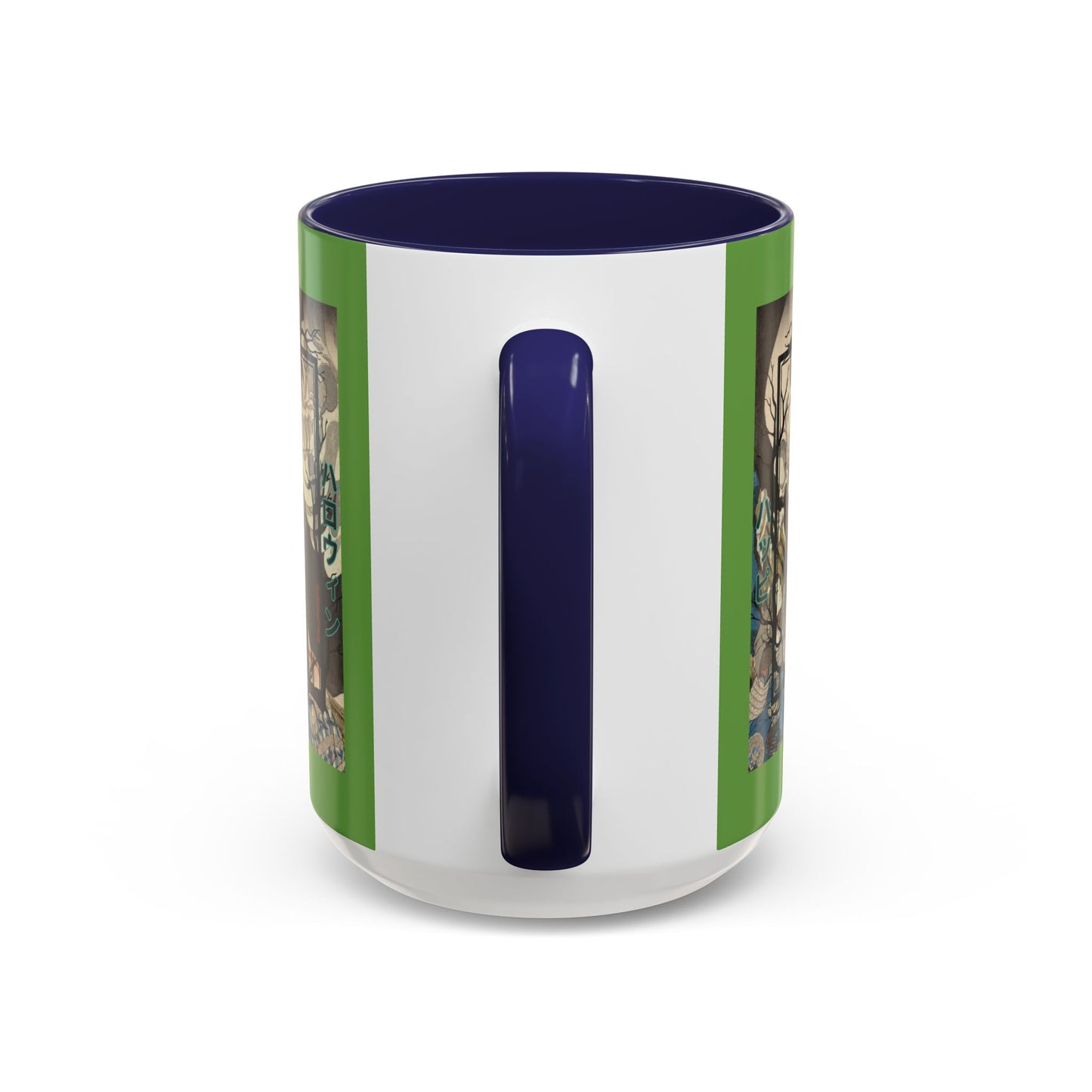 Yōkai Happy Halloween Green Accent Mug by CreepyCrafts.boo