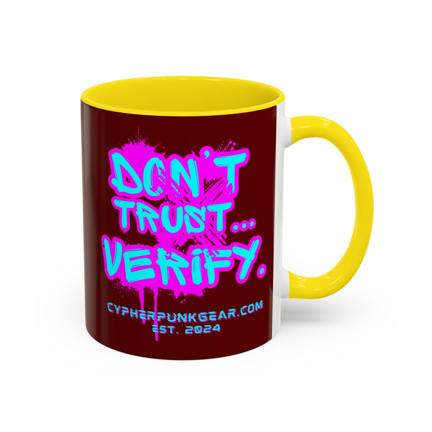 Don't Trust...Verify. Red Accent Mug by cypherpunkgear.com
