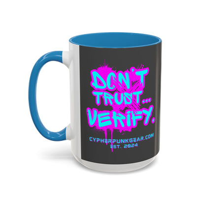 Don't Trust...Verify. Grey Accent Mug by cypherpunkgear.com