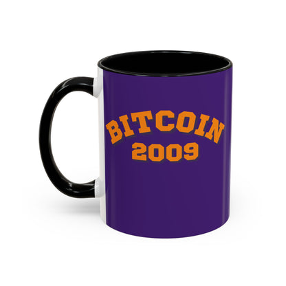 Bitcoin 2009 Dark Purple Accent Mug by cypherpunkgear.com