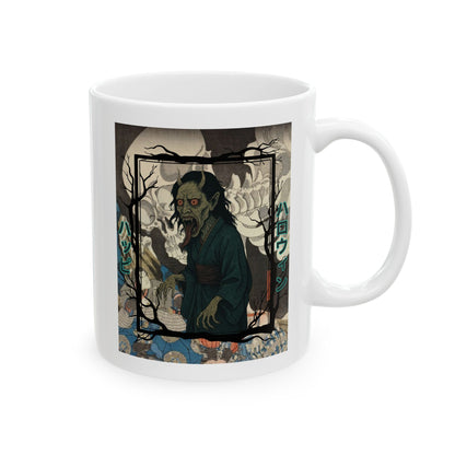 Yōkai Happy Halloween White Mug by CreepyCrafts.boo