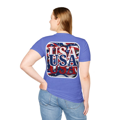 2-sided Red White and BLUE USA Patriot LTcolors Unisex T-Shirt by cypherpunkgear