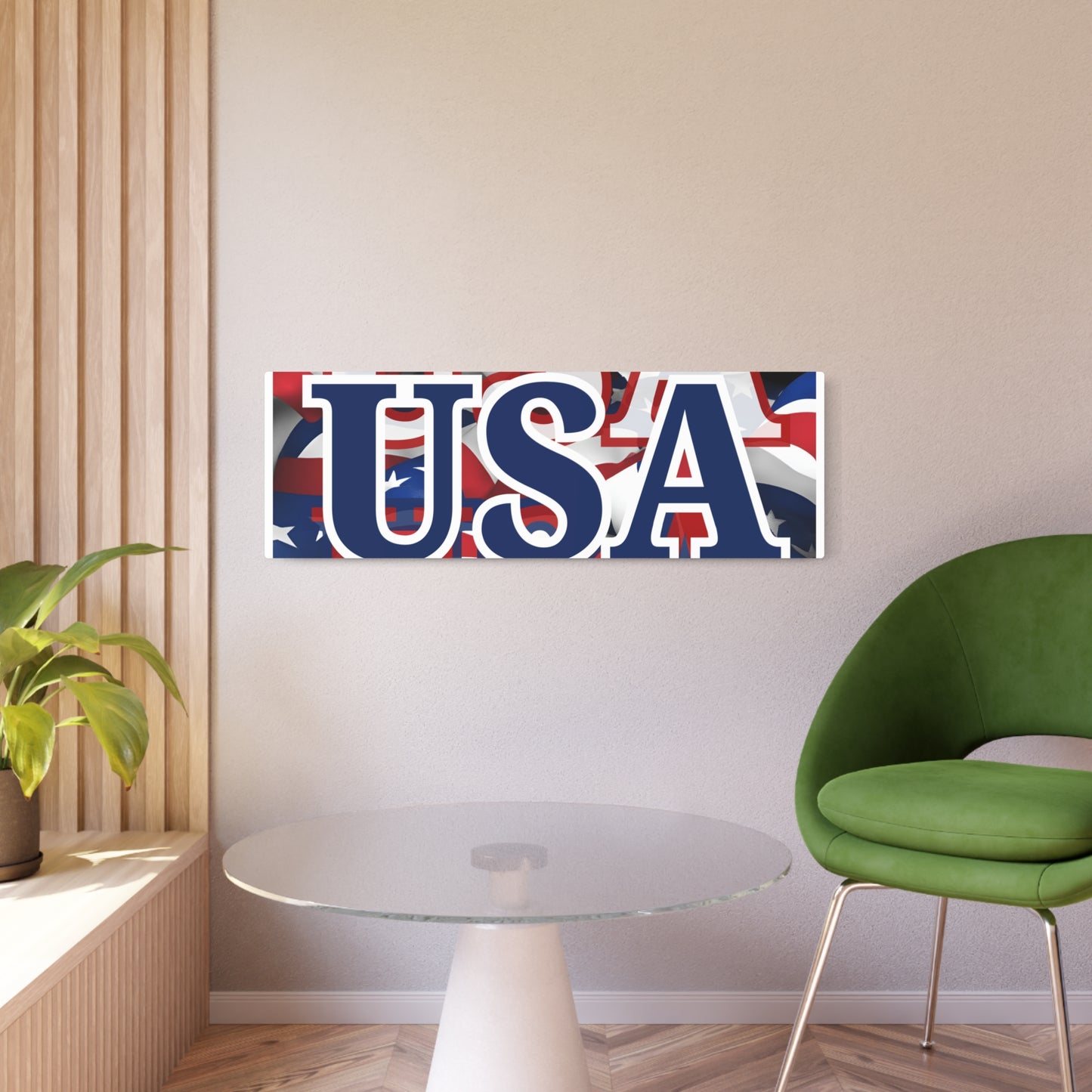 USA! USA! USA Blue Center Metal Art Sign by cypherpunkgear