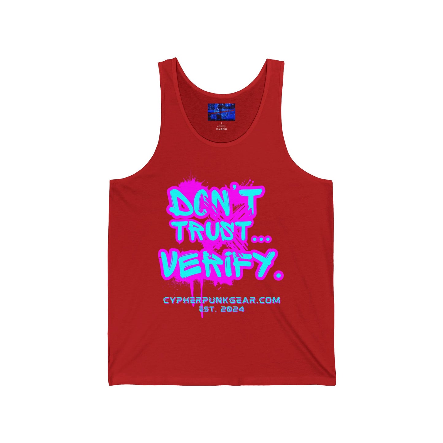 Don't Trust...Verify. Unisex Jersey Tank Top by cypherpunkgear.com