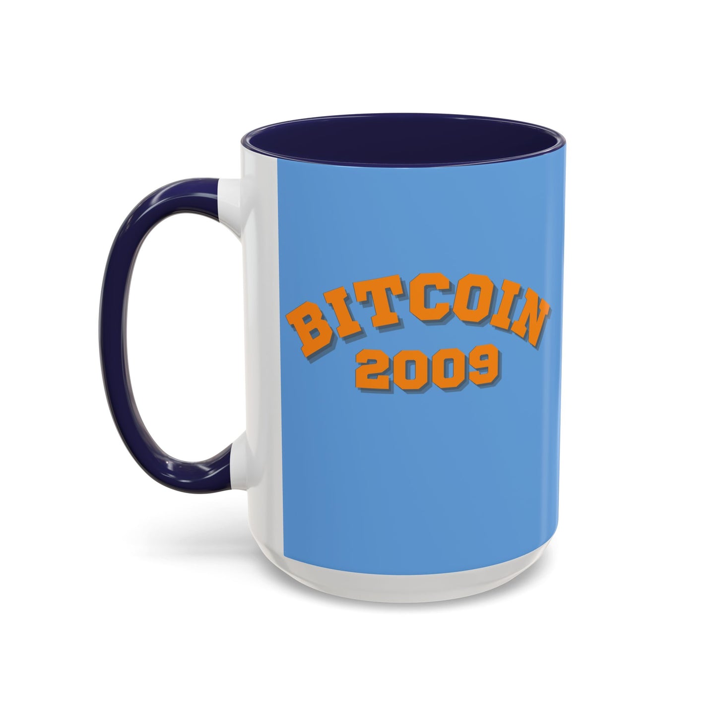 Bitcoin 2009 Light Blue Accent Mug by cypherpunkgear.com