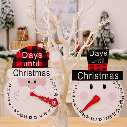 Christmas decorations Christmas plaid hat old man hat snowman pointer wooden calendar
