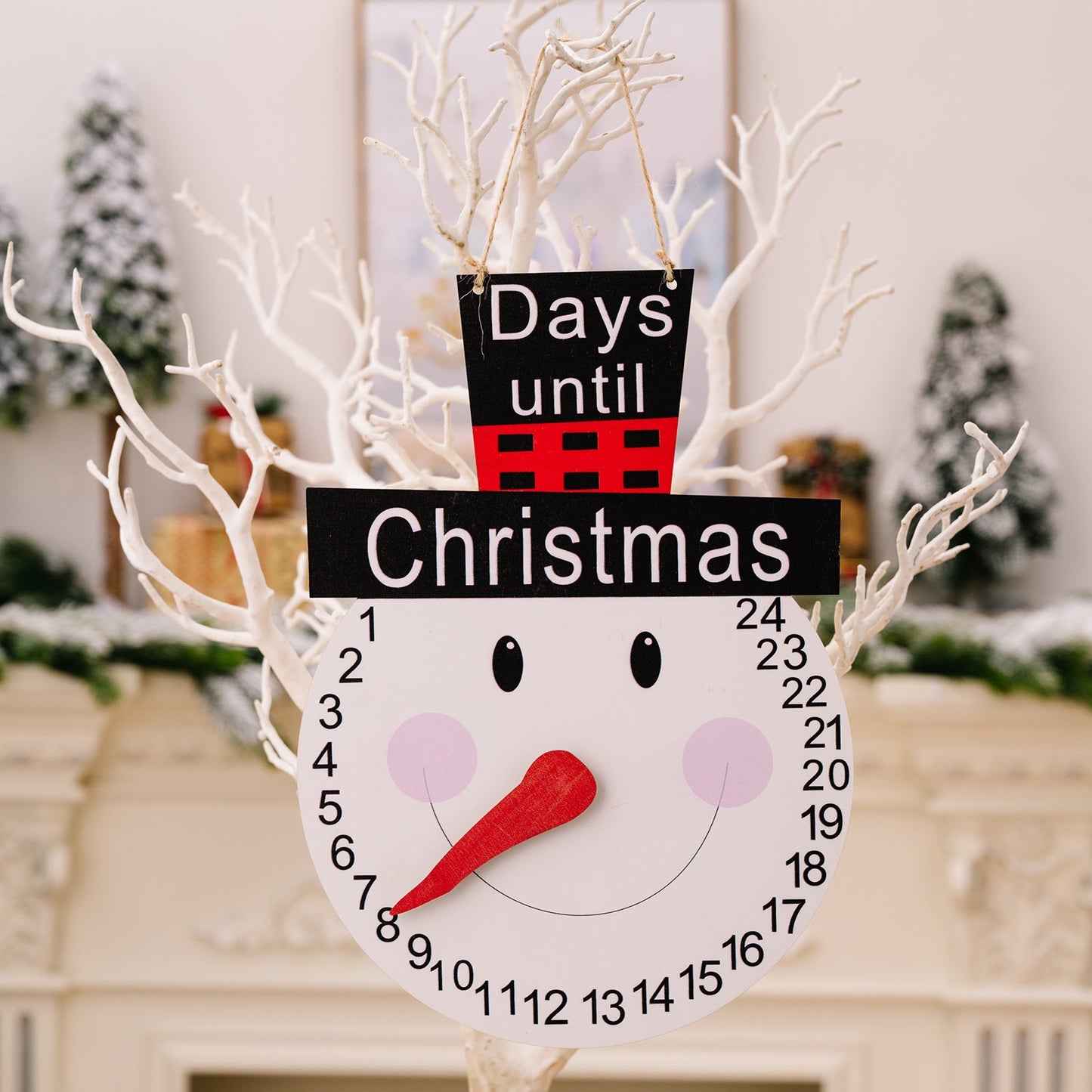 Christmas decorations Christmas plaid hat old man hat snowman pointer wooden calendar
