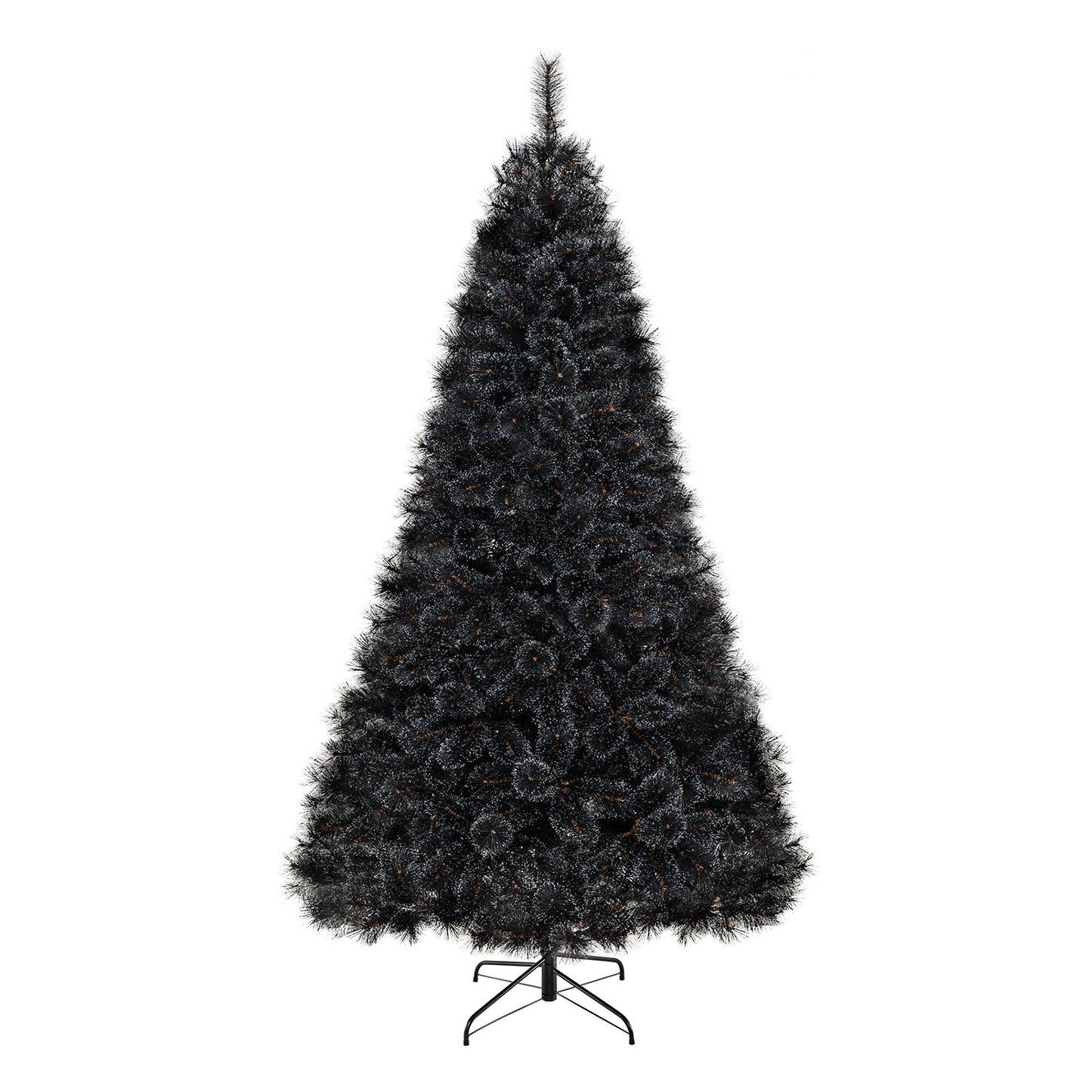 6/7/8 Feet Black Artificial Halloween Christmas Tree with PVC Branch Tips and 210/320/450 Cool White LED Lights