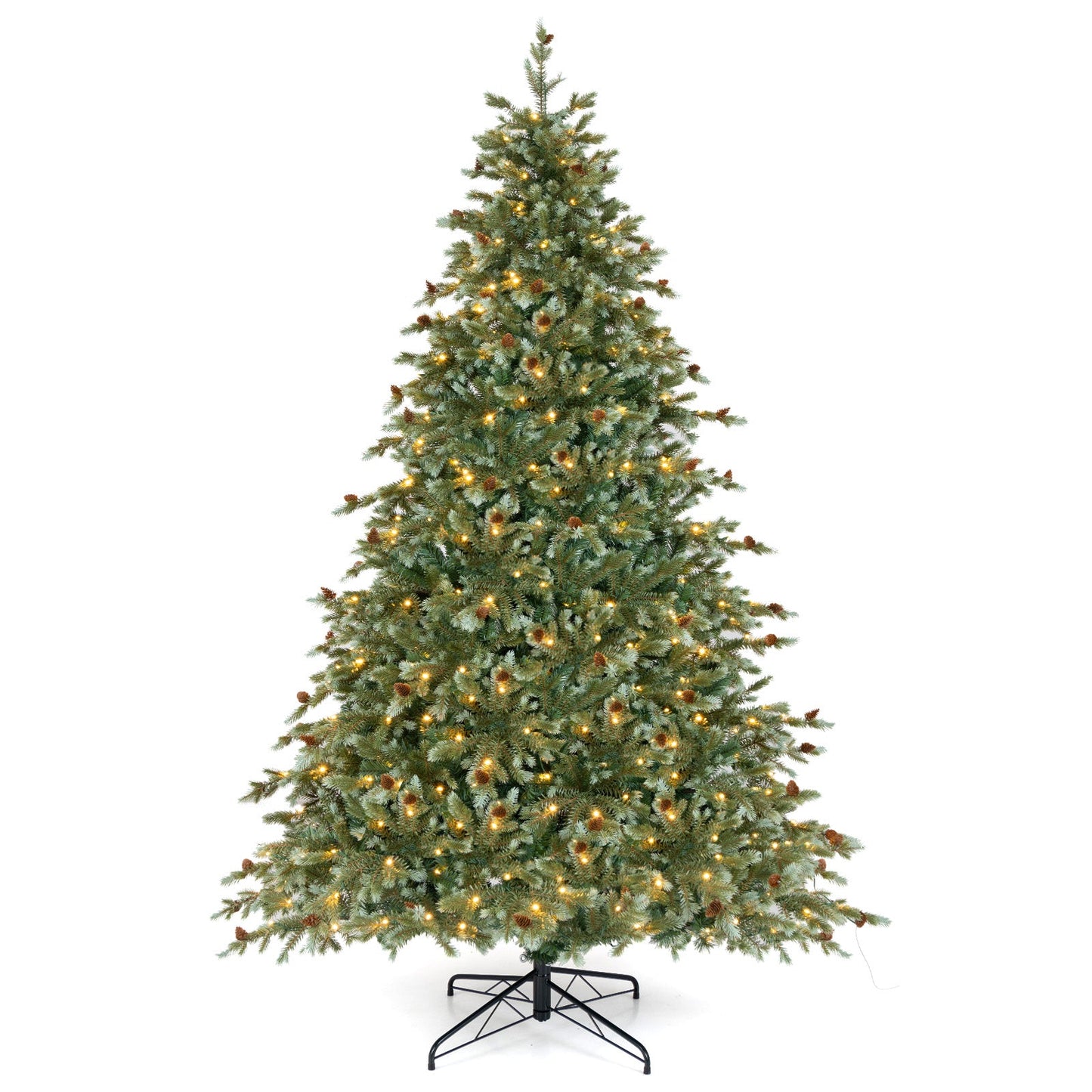 6/7/8 Feet Christmas Tree with Warm White LED Lights and Pine Cones