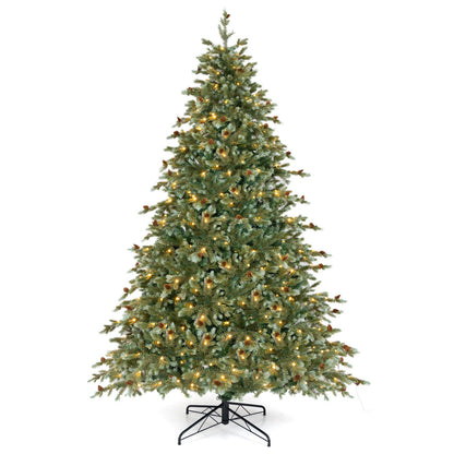 6/7/8 Feet Christmas Tree with Warm White LED Lights and Pine Cones