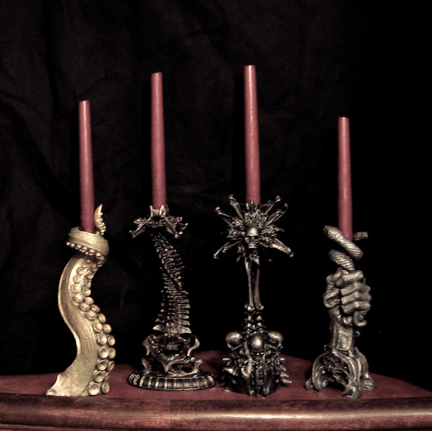 Helix Ossuary Spine Candlestick Holder, Hand Sculpted Resin Sculpture| Spooky Gothic Candle,Spine Candle for Halloween Gift and Gothic Decor