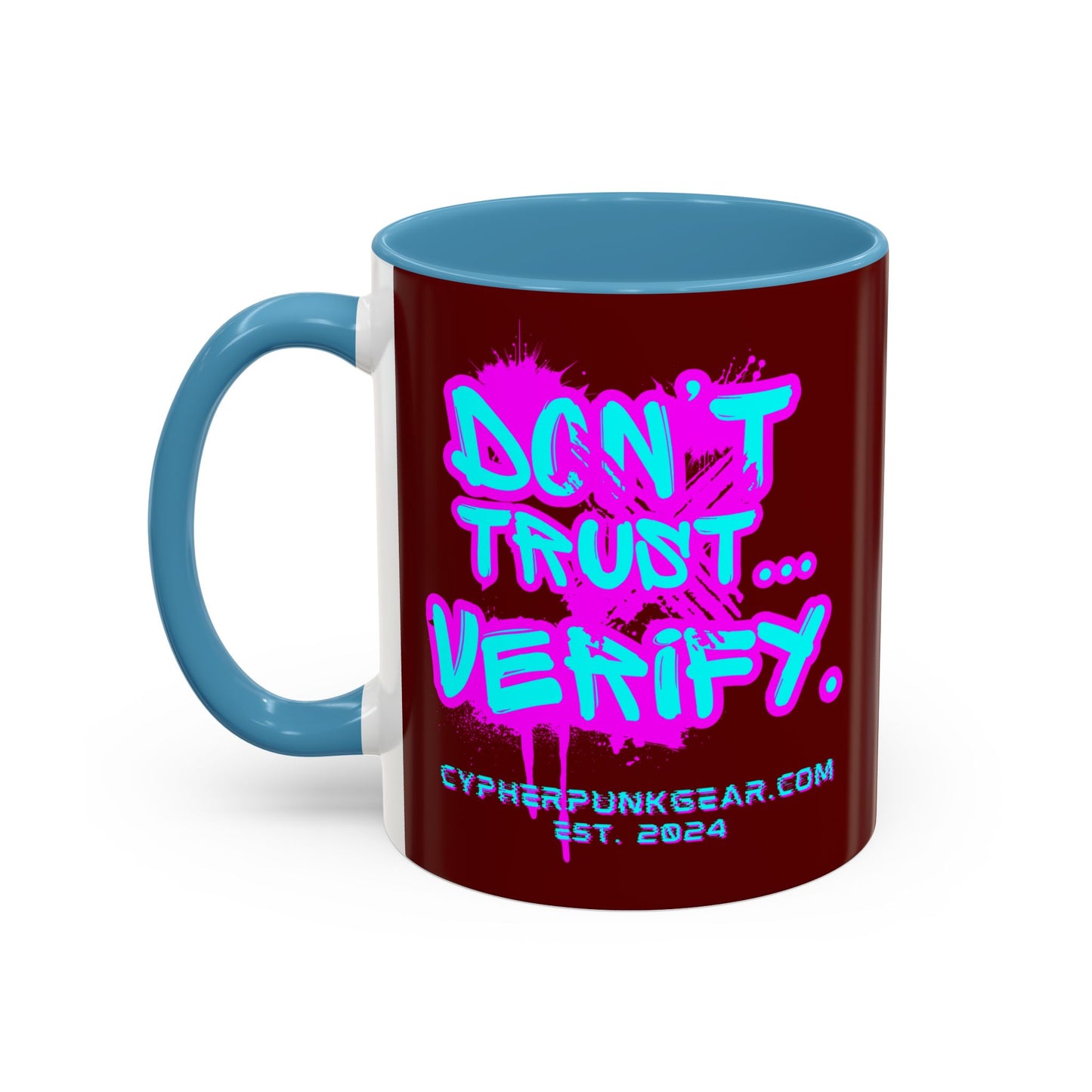 Don't Trust...Verify. Red Accent Mug by cypherpunkgear.com