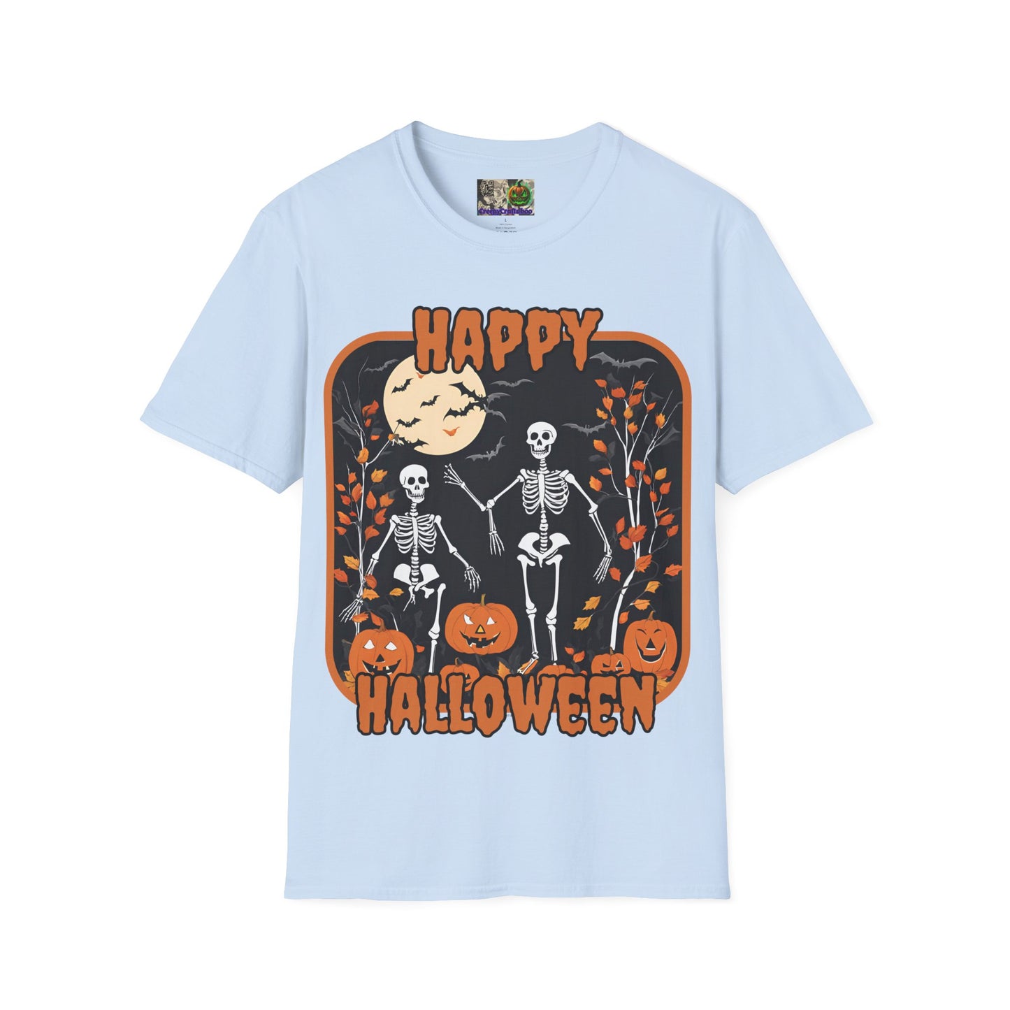Spooktacular Skeletons of Halloween Light colors Unisex T-shirt by CreepyCrafts.boo