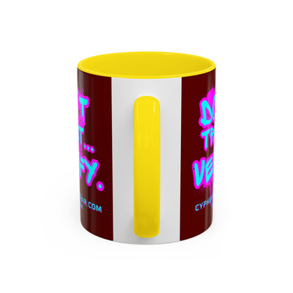Don't Trust...Verify. Red Accent Mug by cypherpunkgear.com