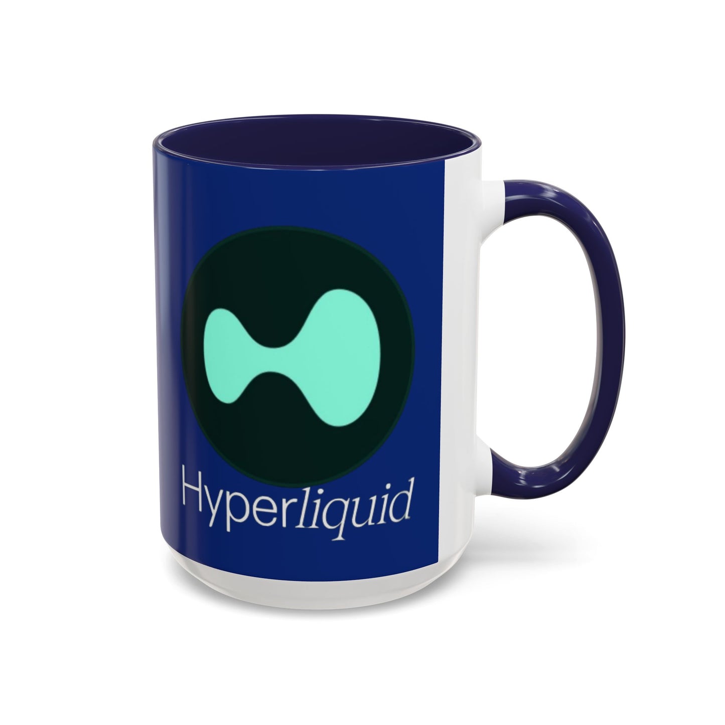 Hyperliquid White font Blue Accent Mug by cypherpunkgear.com