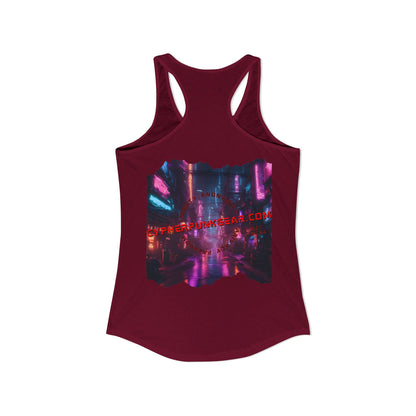 2-sided, cypherpunkgear.com Logo & Cityscape Women's Racerback Tank Top by cypherpunkgear.com