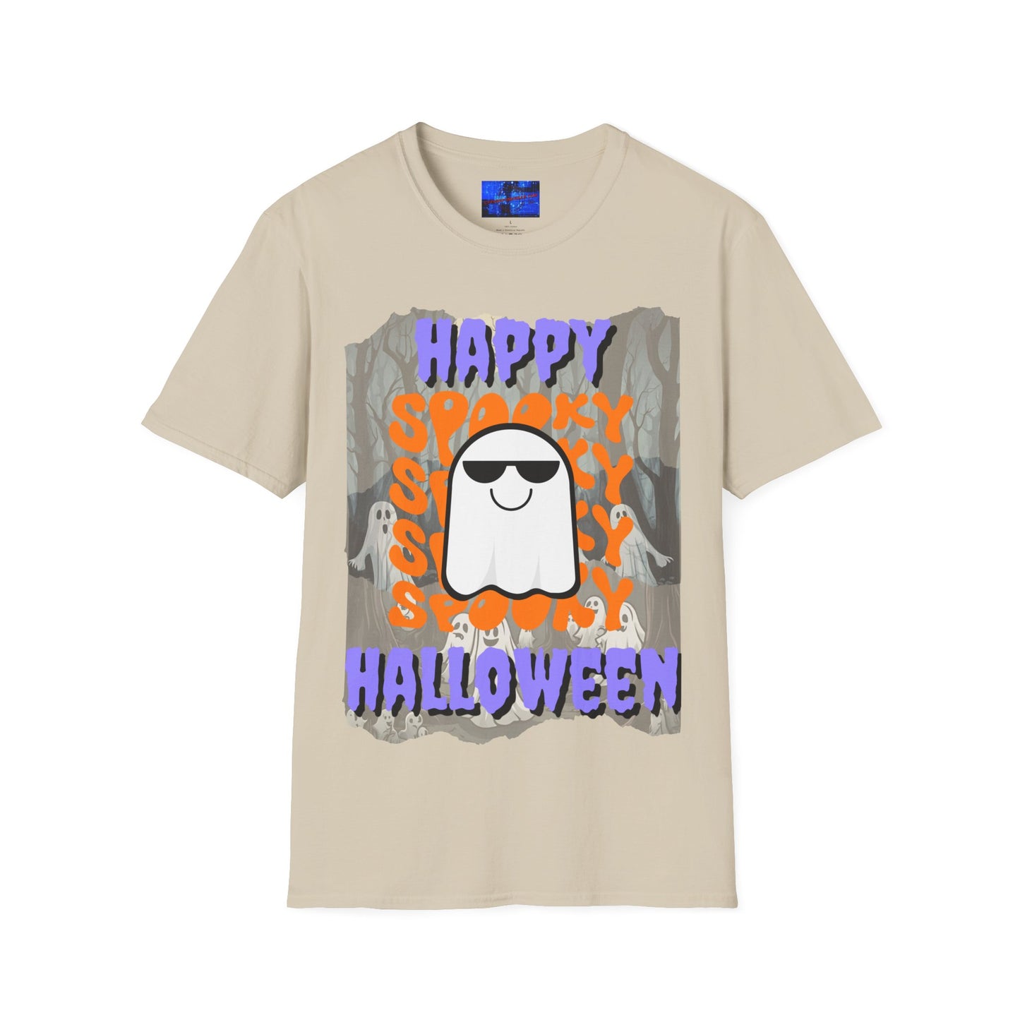 Spooky Happy Halloween Ghost PRfont Unisex T-Shirt by cypherpunkgear