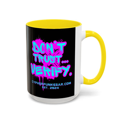 Don't Trust...Verify. Black Accent Mug by cypherpunkgear.com