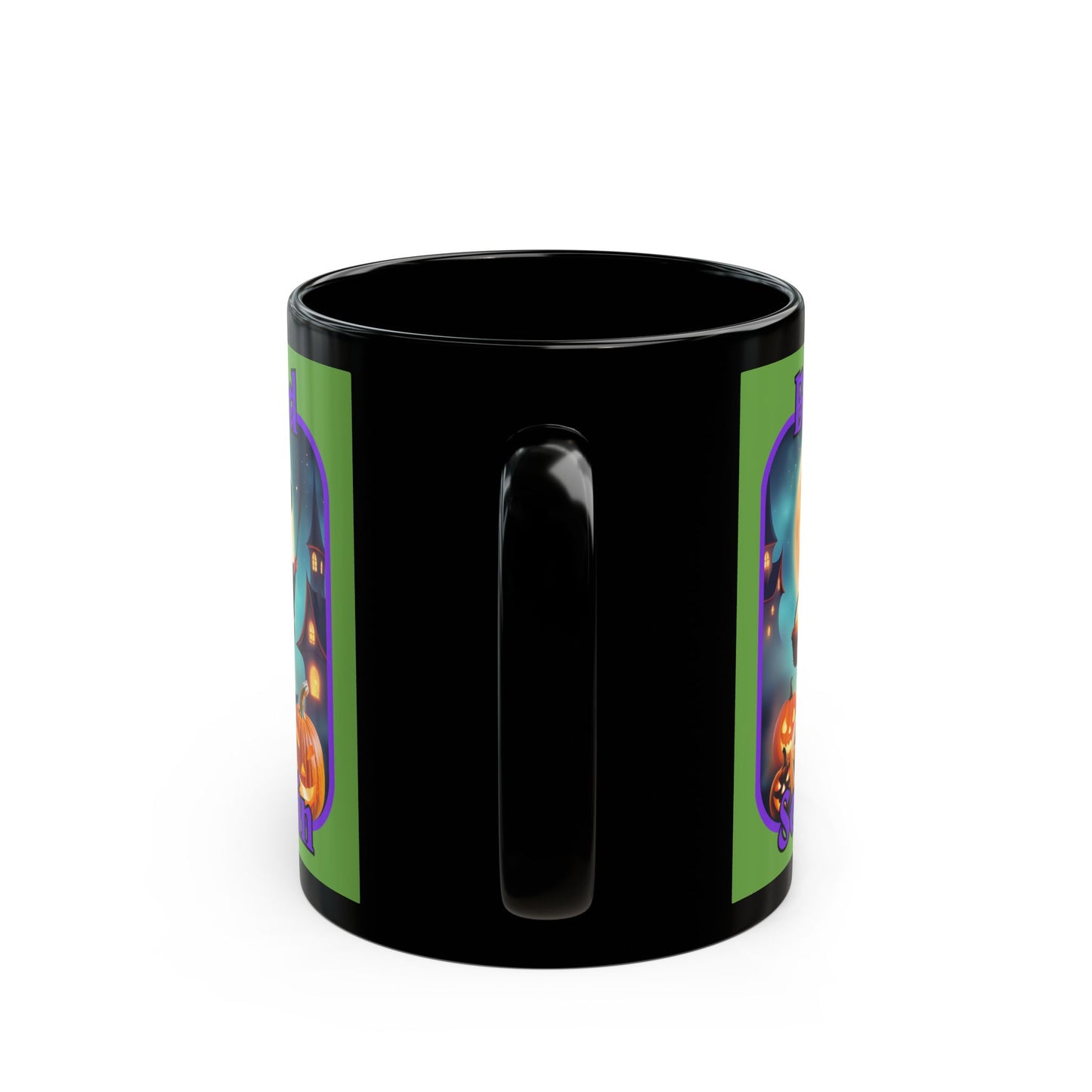 Blessed Samhain Little Witch Purple font Green Mug by CreepyCrafts.boo