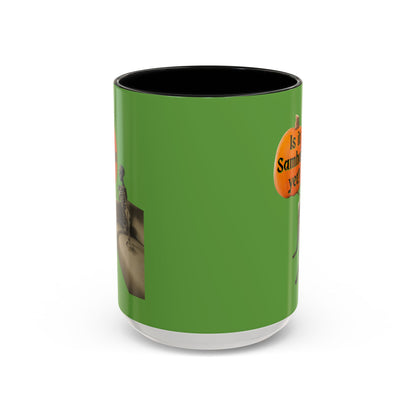 Is it Samhain yet? Skeleton's Pumpkin Green Accent Mug by CreepyCrafts.boo