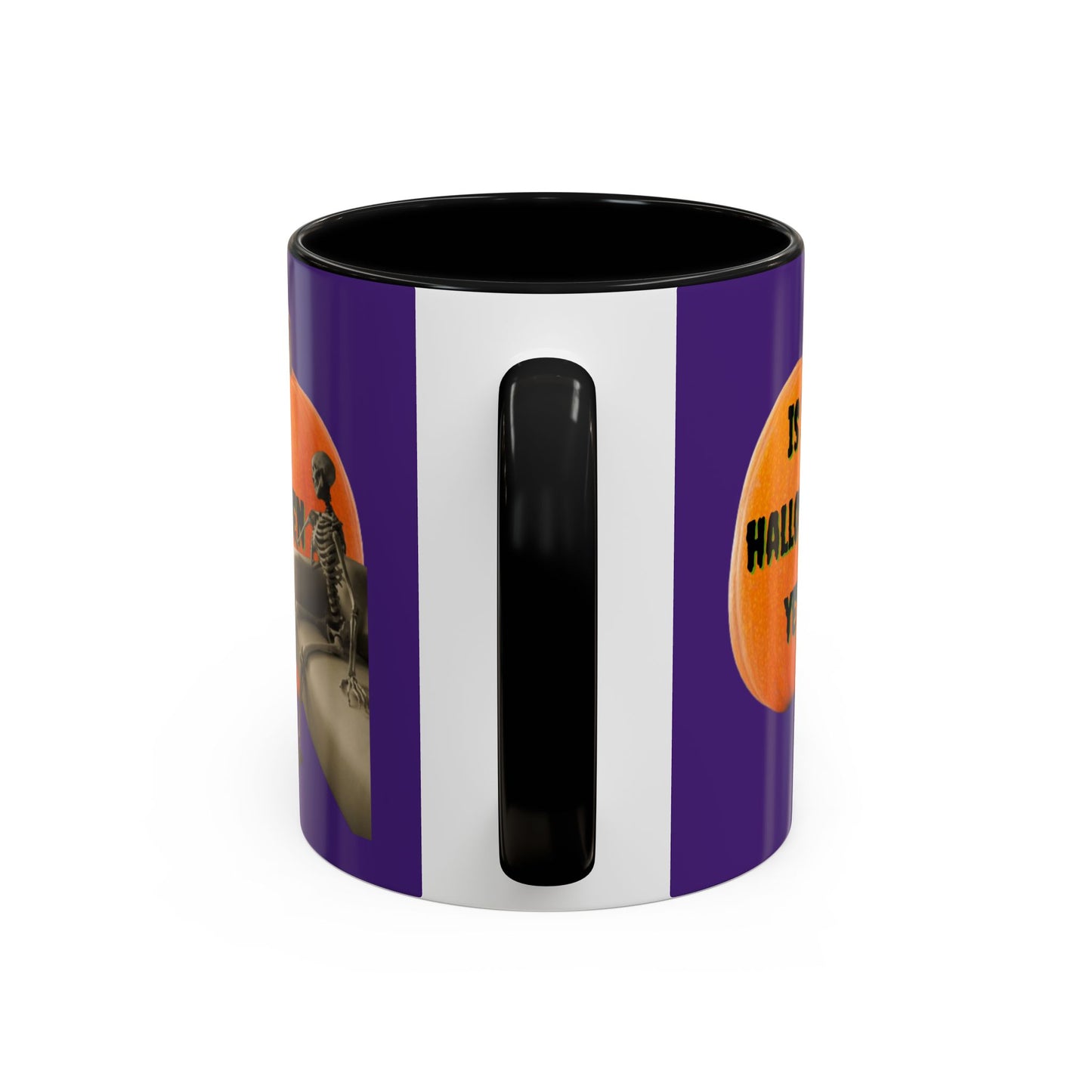 Is it Halloween yet? Skeleton's Giant Pumpkin Purple Accent Mug by CreepyCrafts.boo