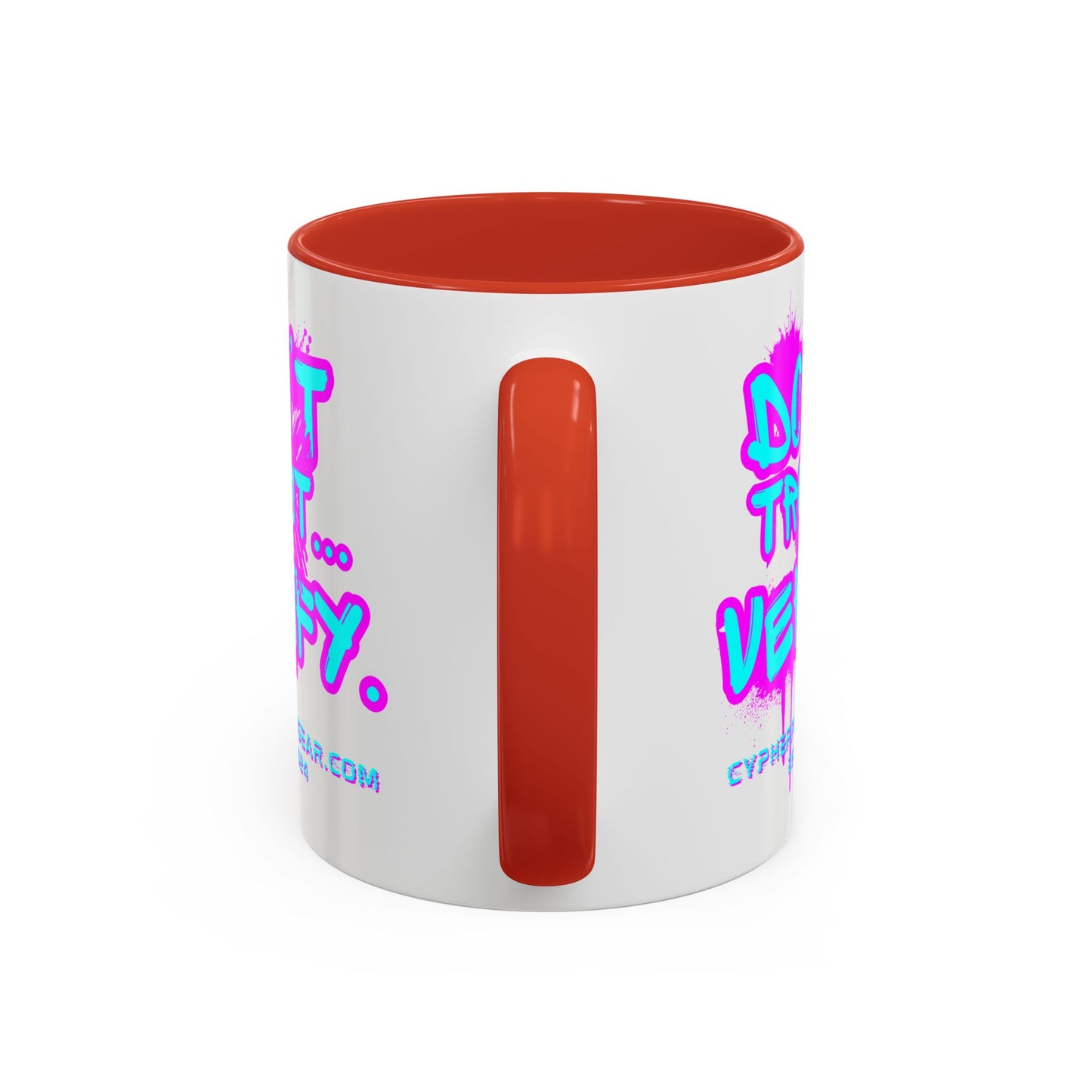 Don't Trust...Verify. White Accent Mug by cypherpunkgear.com