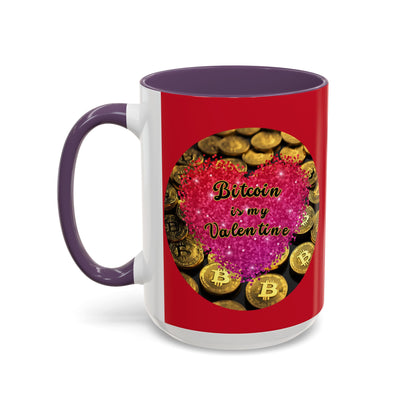 Bitcoin is My Valentine Red Accent Mug by cypherpunkgear.com