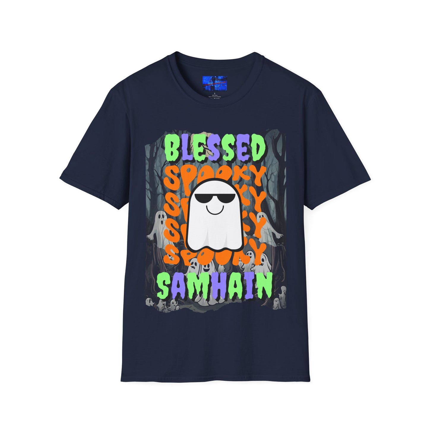 Spooky Blessed Samhain Ghost MXfont Unisex T-Shirt by cypherpunkgear