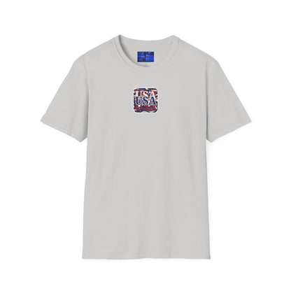 2-sided Red White and BLUE USA Patriot Light colors Unisex T-Shirt by cypherpunkgear.com