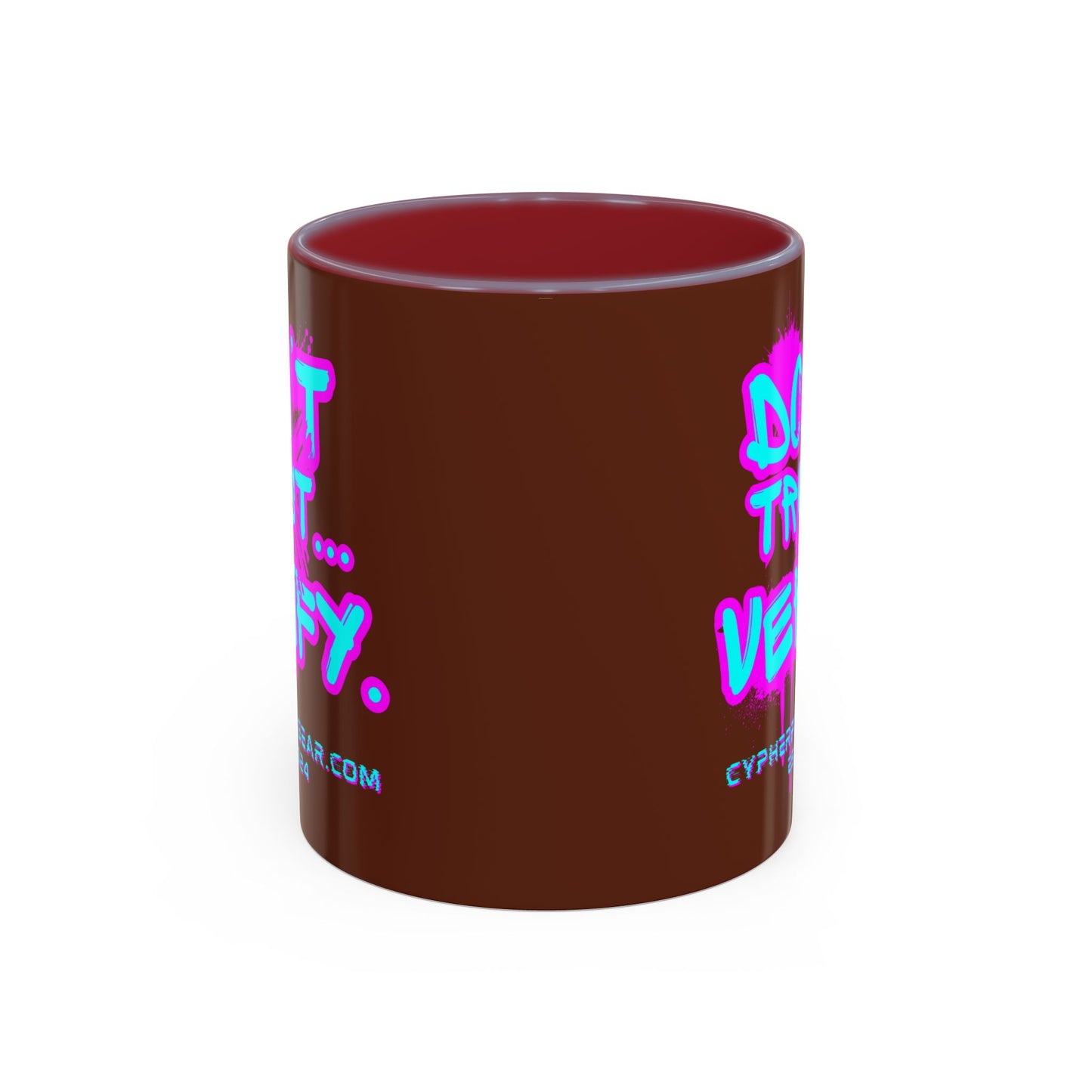Don't Trust...Verify. Brown Accent Mug by cypherpunkgear.com