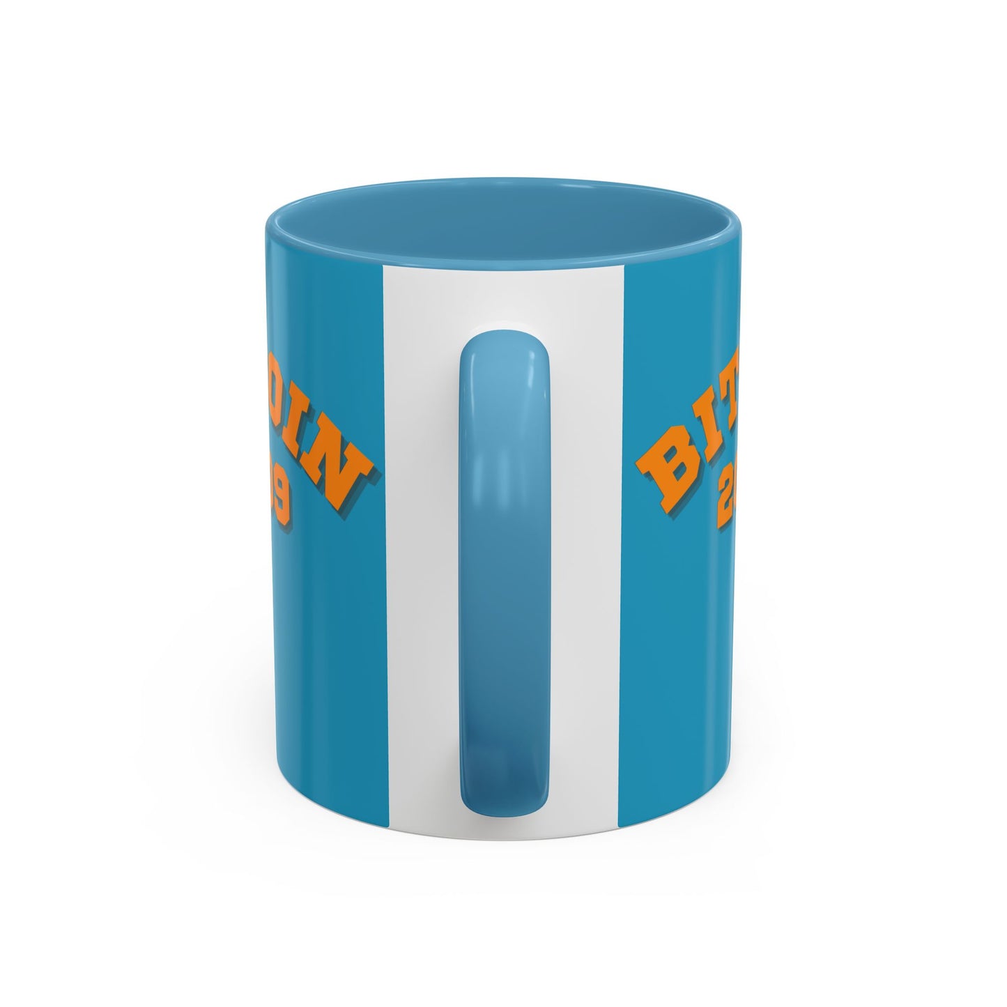 Bitcoin 2009 Turquoise Accent Mug by cypherpunkgear.com